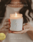 With Love Soy Patterned Candle - Clear Jar - 9 oz