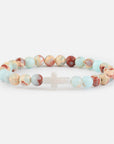 Multicolored beaded bracelet on a white background
