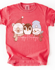 Happy Holidays – Youth Tee with Peace Sign Winter Friends