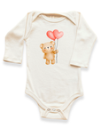 Heart Balloon Bear Organic Baby Bodysuit Long Sleeve