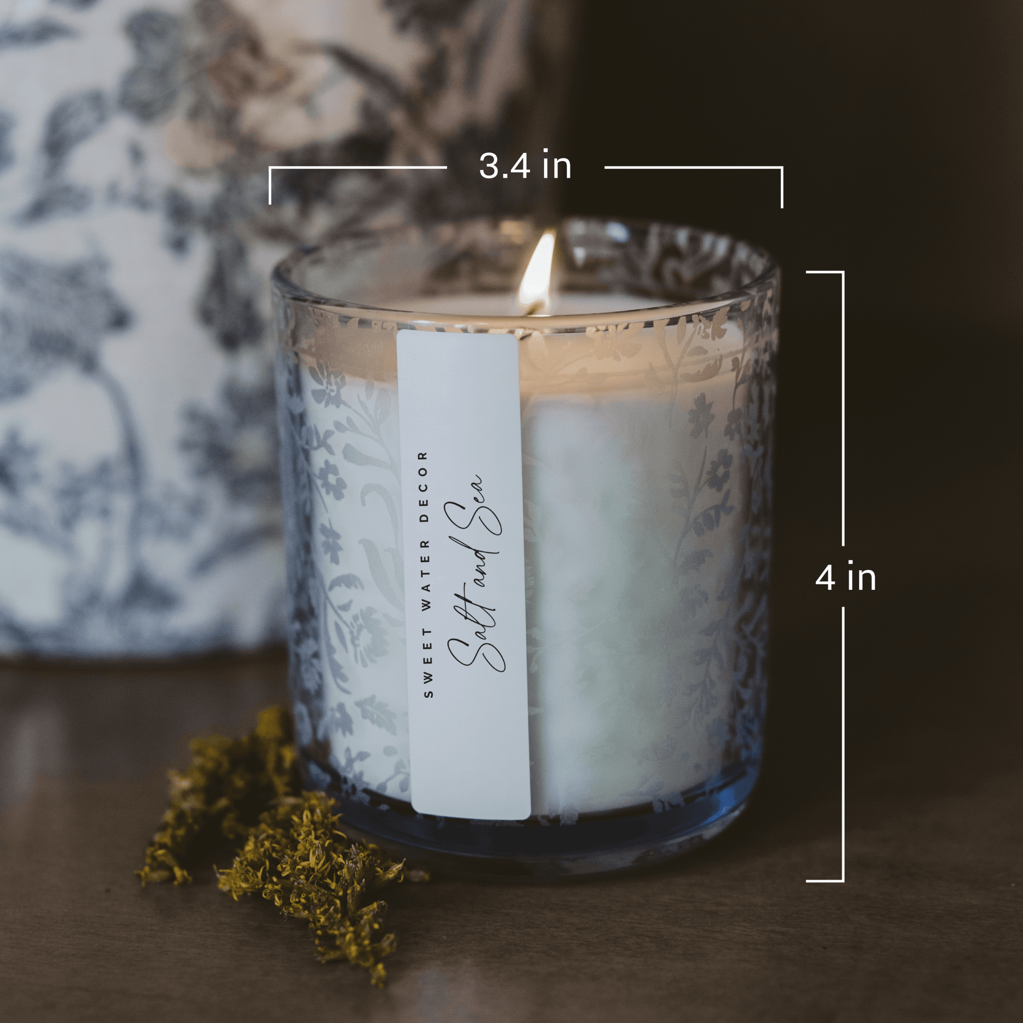 Salt and Sea Soy Candle - Blue Tinted Glass Jar - 12 oz