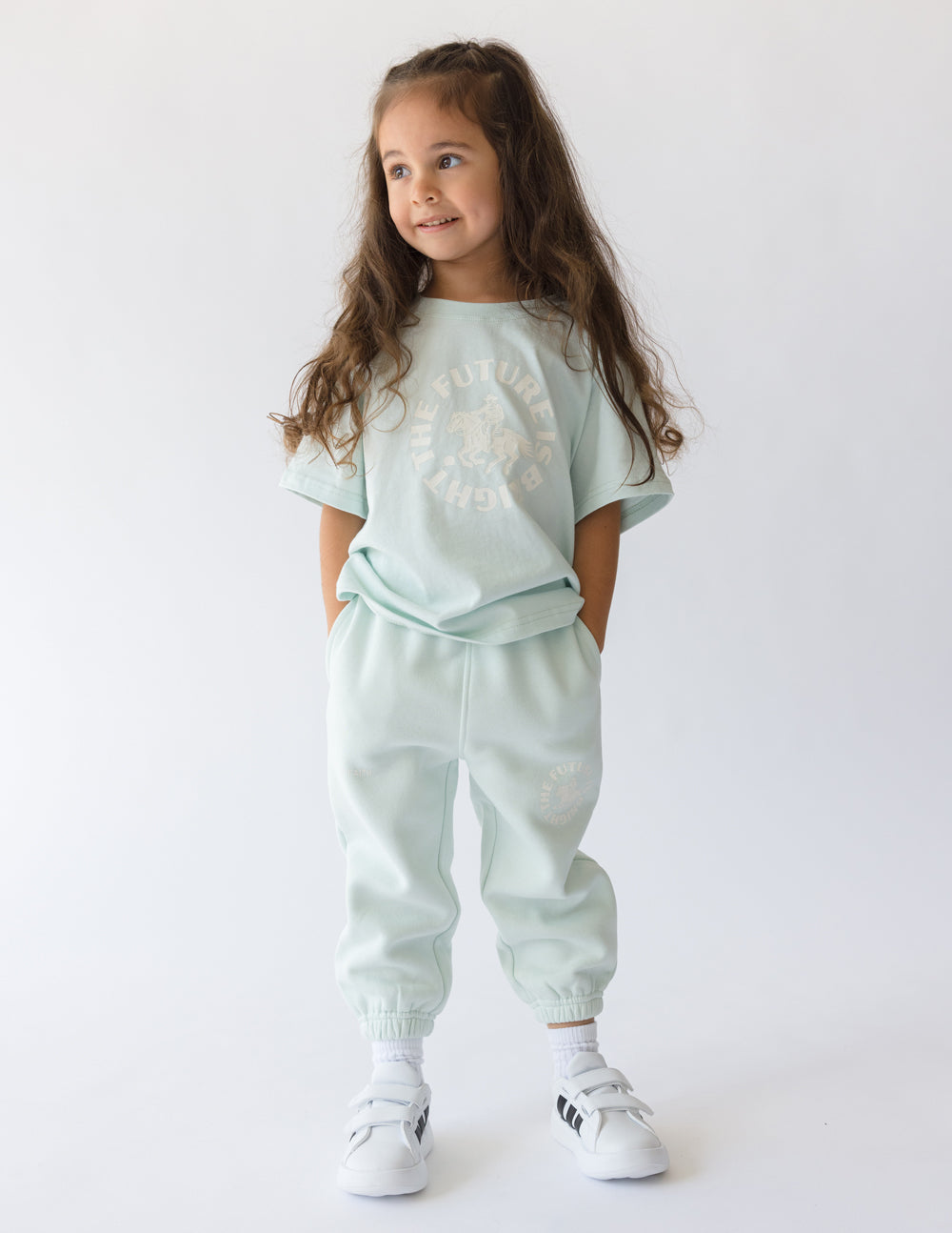 Future Is Bright Kids Sweatpants | Oversized Toddler Joggers | Sea Foam
