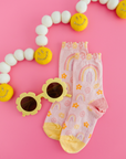 Groovy Sock | Retro Rainbow Kids Crew Socks | Soft Cotton Blend