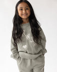 WWJD Varsity Kids’ Crewneck Sweatshirt – Forest Fog