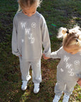 WWJD Varsity Kids’ Crewneck Sweatshirt – Forest Fog