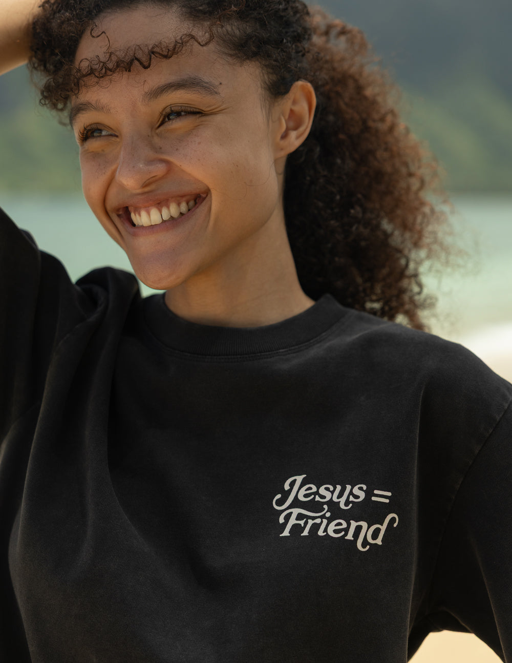 What a Friend in Jesus Heavyweight Tee – Black