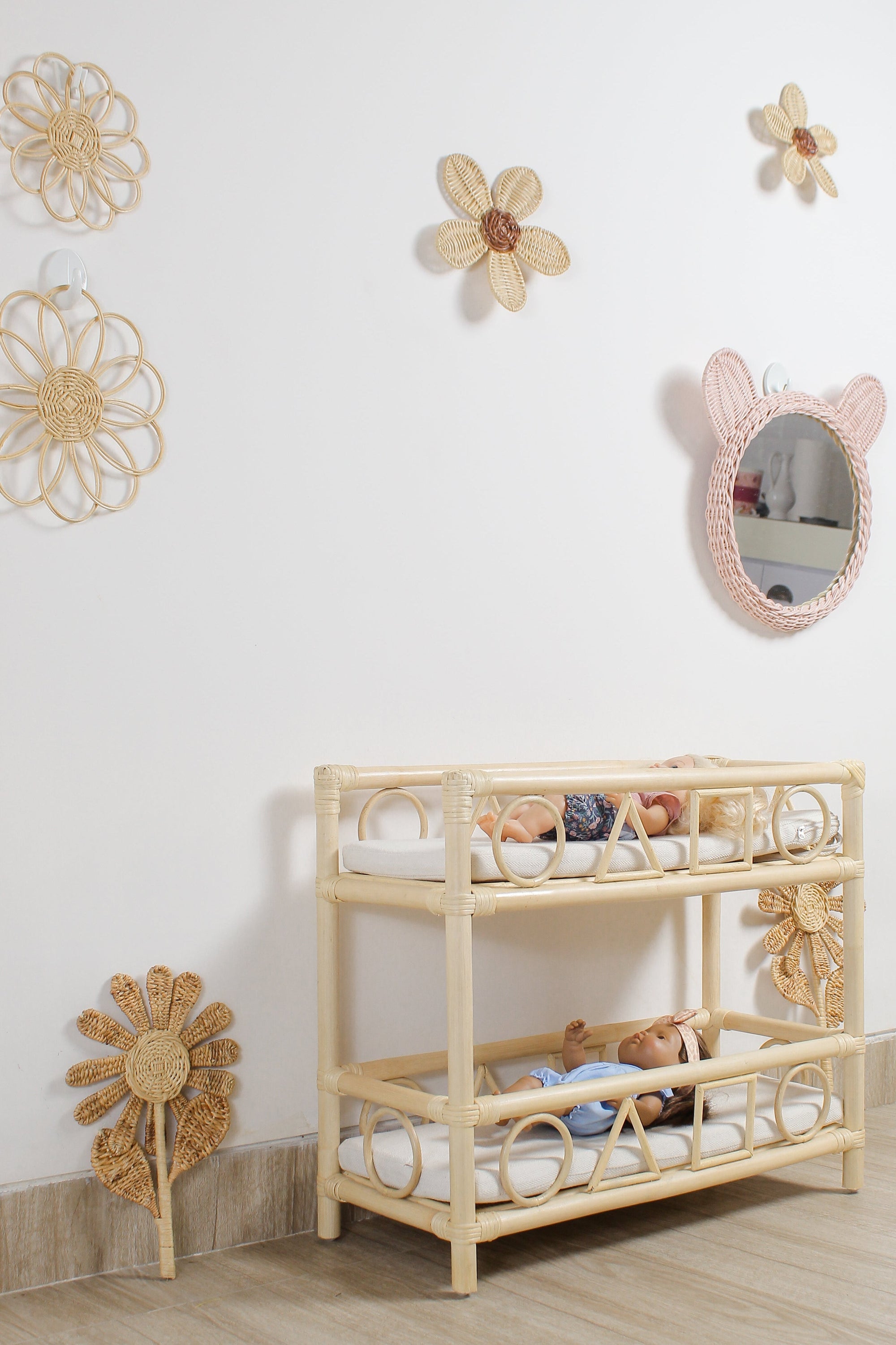 Sweet Bloom Rattan Flower Wall Art – Cute Boho Nursery &amp; Girls Room Decor