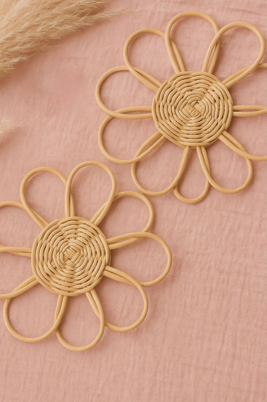 Sweet Bloom Rattan Flower Wall Art – Cute Boho Nursery &amp; Girls Room Decor