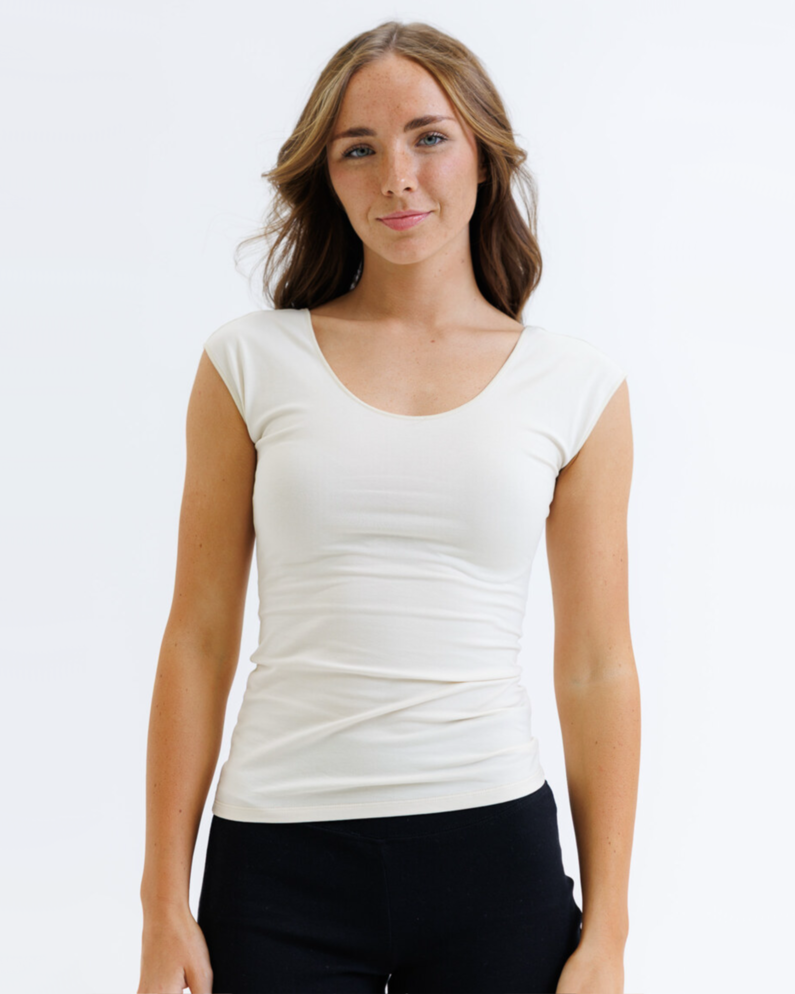 Wonder Tee Scoop Neck Fitted Cotton Tee