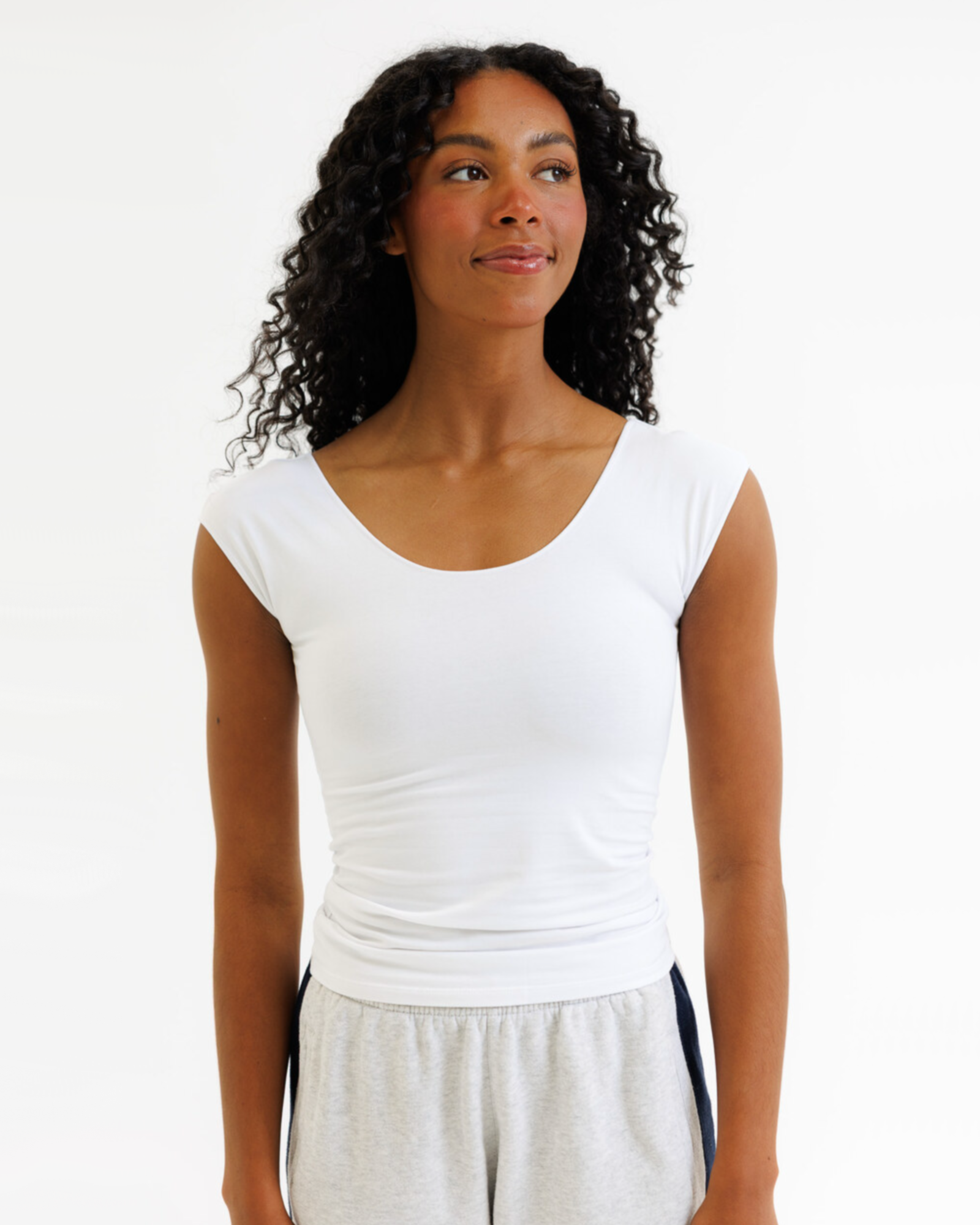Wonder Tee Scoop Neck Fitted Cotton Tee