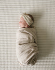 Taupe Stripe Muslin Swaddle Blanket