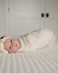 Taupe Stripe Muslin Swaddle Blanket