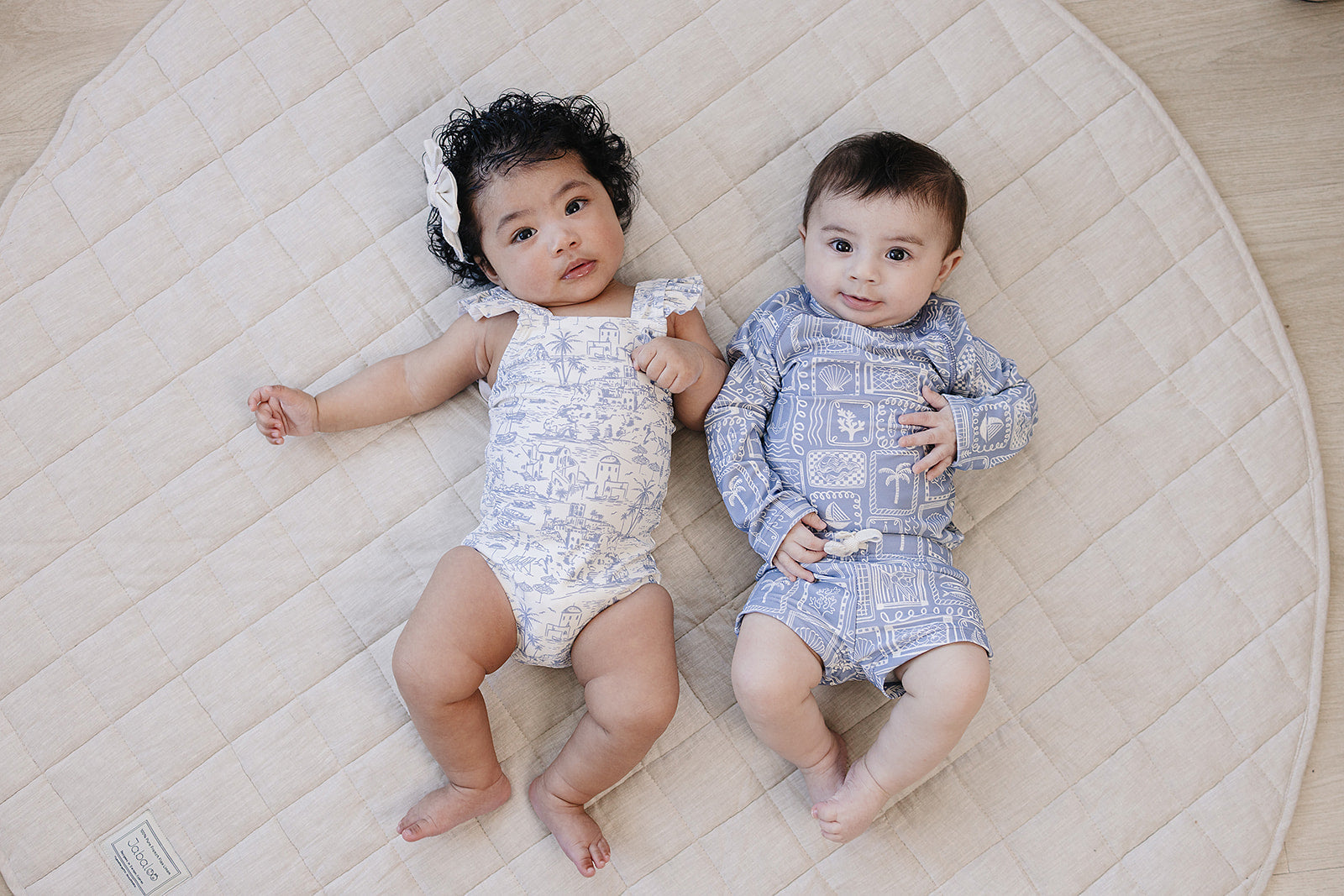 Blue Beach Long Sleeve Baby Swim Set | UPF 50 Two Piece Rash Guard Set