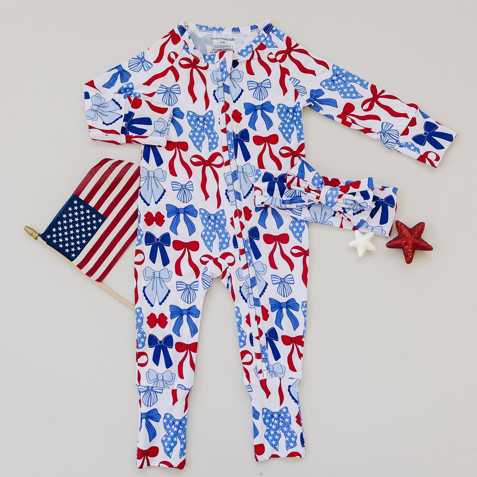 Bamboo Zip Romper  | Red-White &amp; Bows