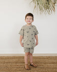 Palm Tree Button Short Set