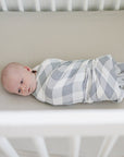 Coastal Plaid Muslin Swaddle Blanket