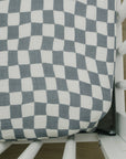 Dusty Blue Wavy Checkered Muslin Crib Sheet