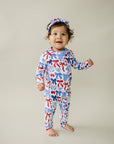 Bamboo Zip Romper  | Red-White & Bows