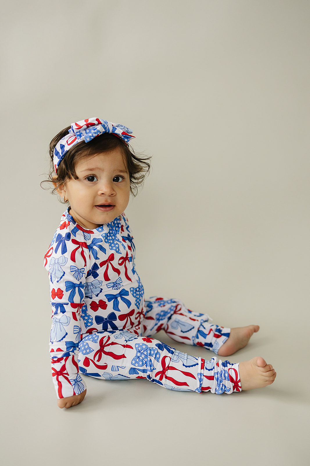 Bamboo Zip Romper  | Red-White &amp; Bows