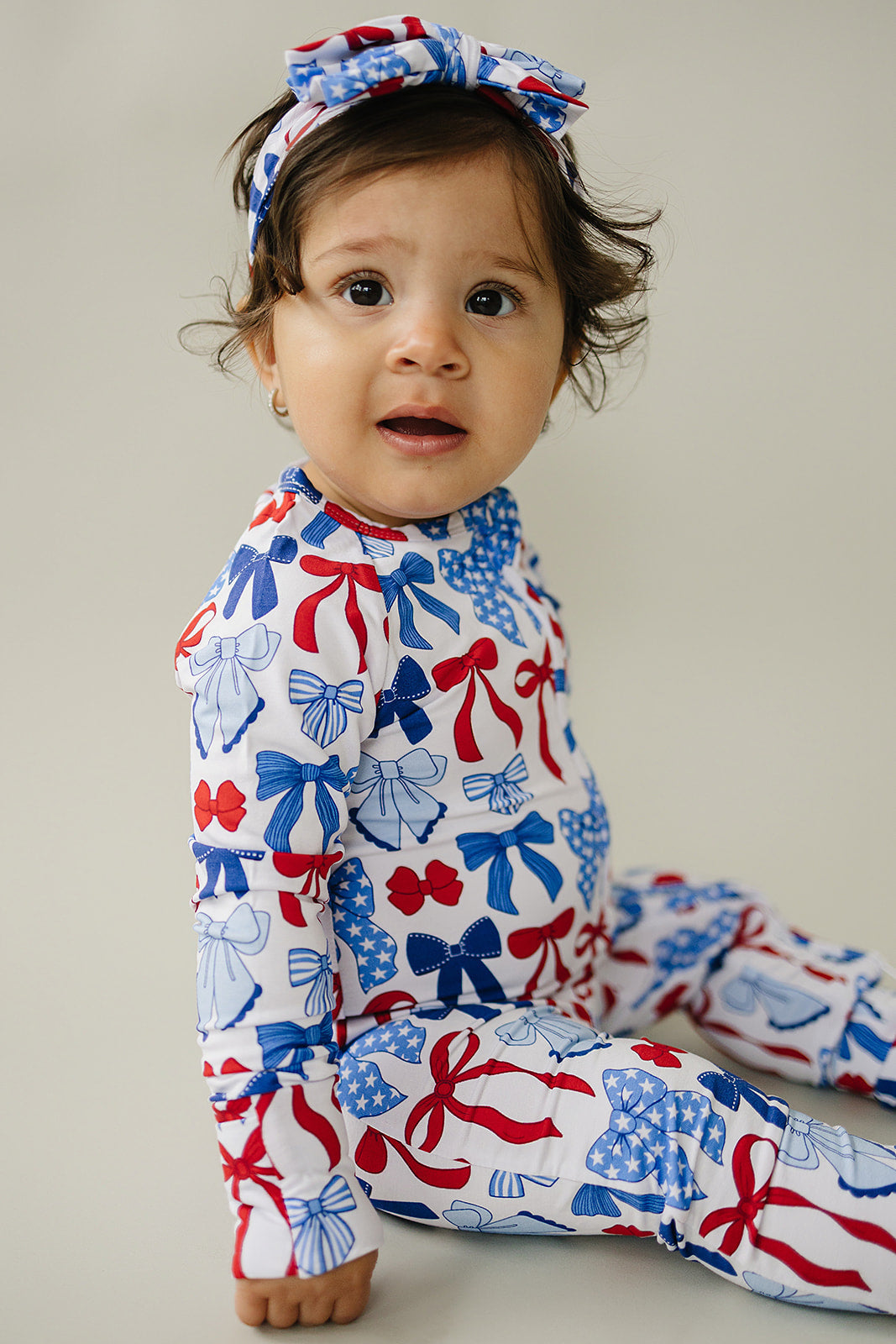 Bamboo Zip Romper  | Red-White &amp; Bows