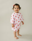 Checkered Cherry Kids Shorts Set Cotton Two Piece Outfit