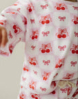 Checkered Cherry Kids Shorts Set Cotton Two Piece Outfit
