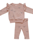 Pink Ribbon Ruffle French Terry Set