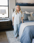 Women's Light Blue Gingham Pajama Set