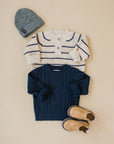 Stripe Button Knit Sweater