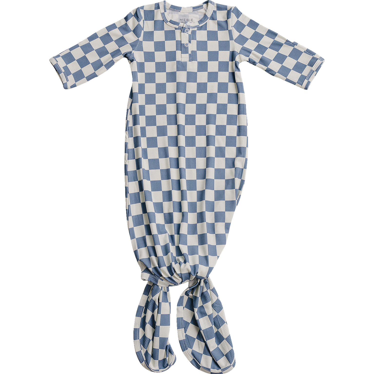 Blue Checkered Bamboo Knot Gown | Newborn Bamboo Sleep Gown