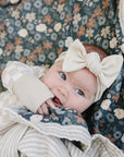Taupe Checkered Bamboo Head Wrap