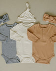 Latte Bamboo Snap Long Sleeve Ribbed Bodysuit
