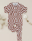 Bamboo Zip Romper | Chocolate Checkered