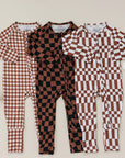 Bamboo Zip Romper | Chocolate Checkered
