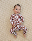 Bamboo Zip Romper | Chocolate Checkered