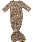 Brown Floral Ribbed Bamboo Knot Gown