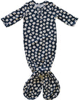 Navy Daisy Ribbed Bamboo Knot Gown