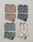 Brown Floral Ribbed Bamboo Cozy Set
