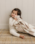 Taupe Checkered Plush Blanket