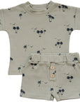 Palm Tree Button Short Set