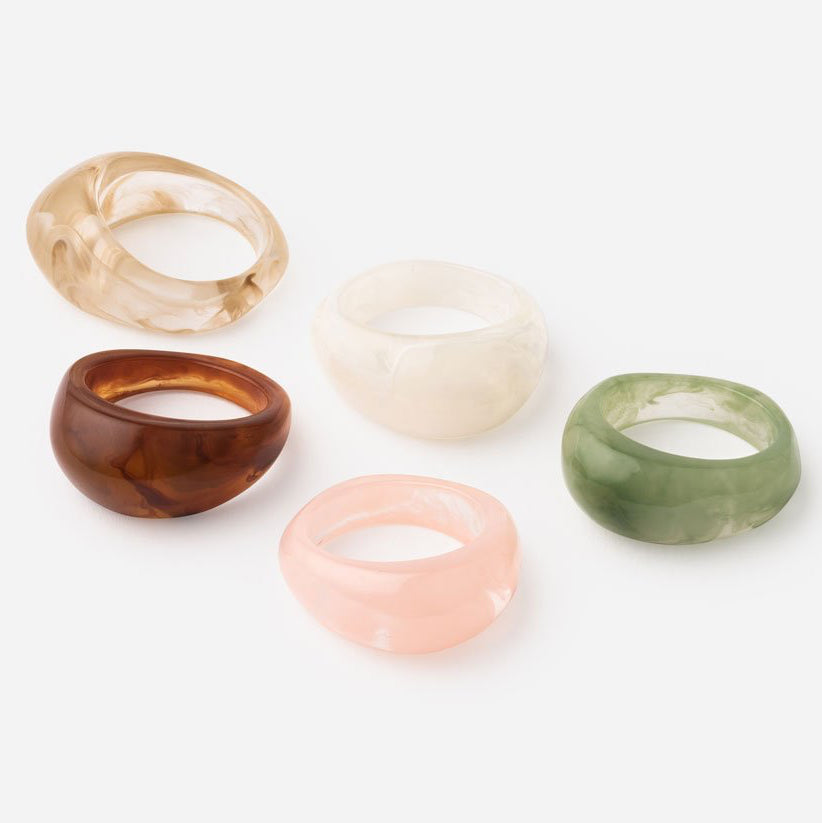 Set of five colorful rings on a white background