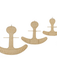 Three woven beige anchors on a white background