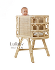 Rattan Doll Crib – Handmade Wicker Doll Bed, Boho Montessori Toy Bassinet for Girls