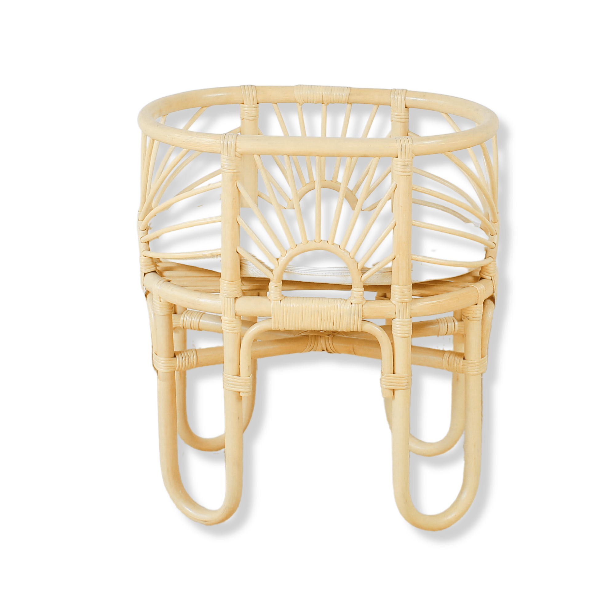 Wicker side table on a white background