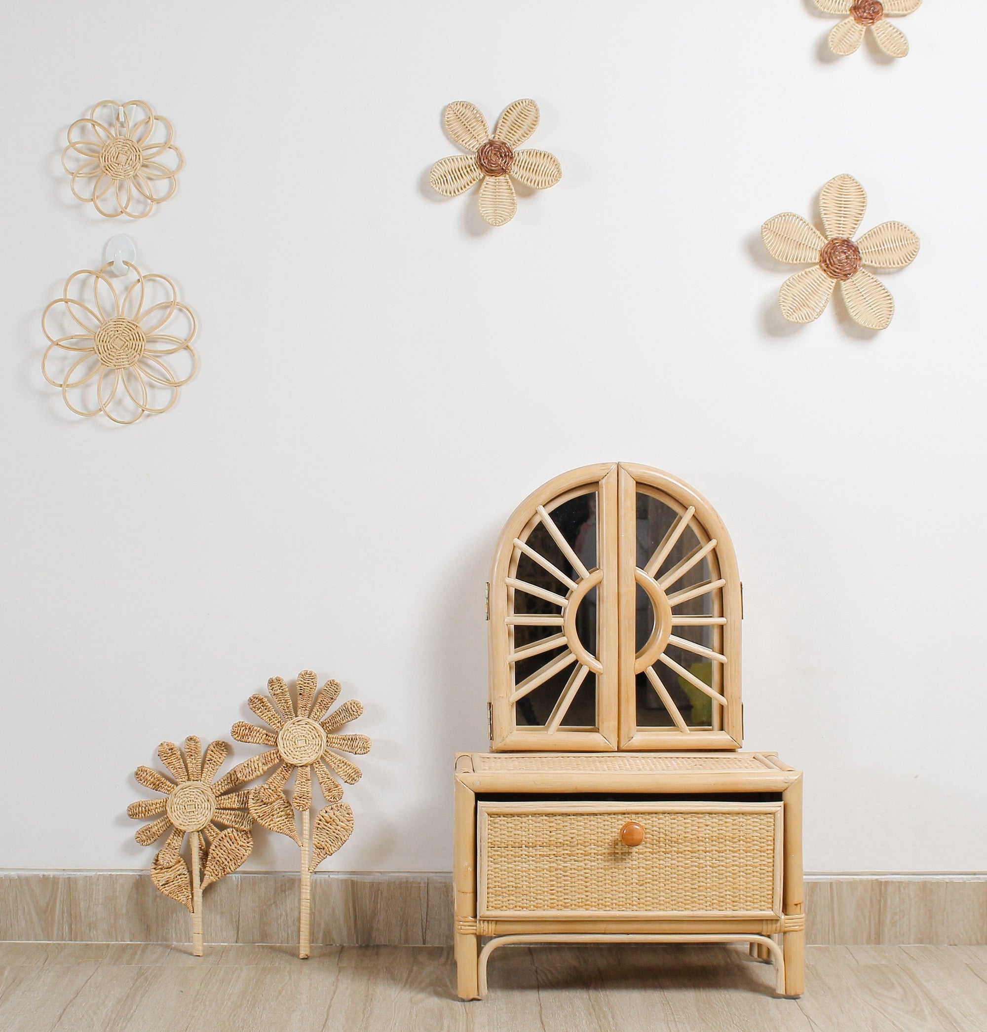 The Blooming Rattan Flower Stem – Handcrafted Boho Wall &amp; Room Decor