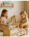 Rattan Doll Bed – Boho Montessori Doll Furniture for Imaginative Play
