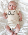 Hello I'm New Here Organic Baby Bodysuit