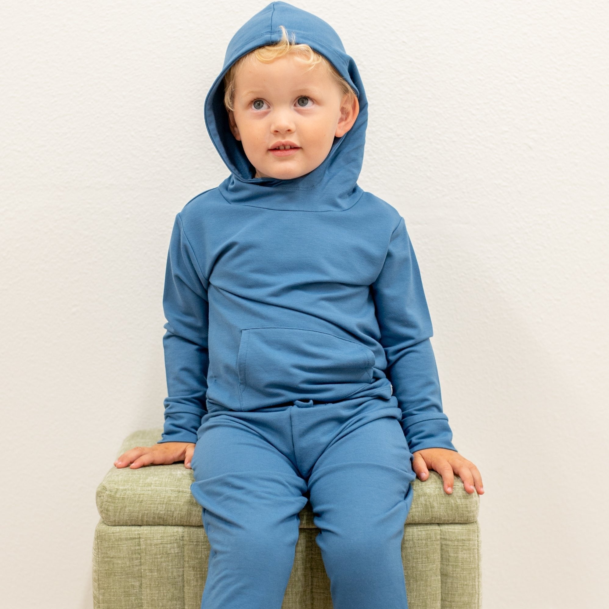 Hooded Jogger Set for Kids in Captain Blue | Soft Luxaboo French Terry Matching Set