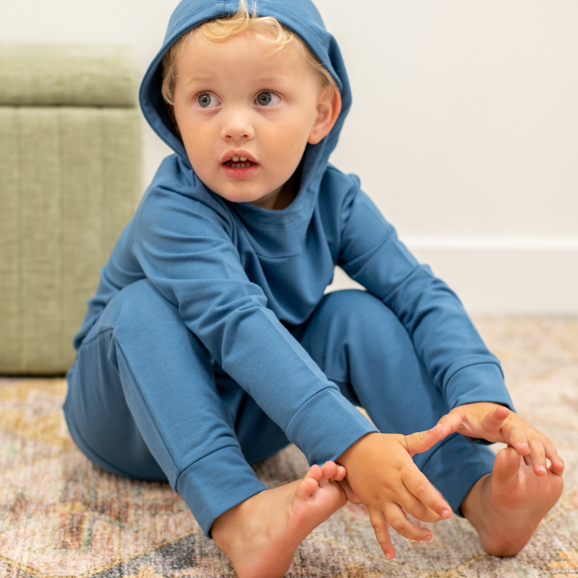 Hooded Jogger Set for Kids in Captain Blue | Soft Luxaboo French Terry Matching Set