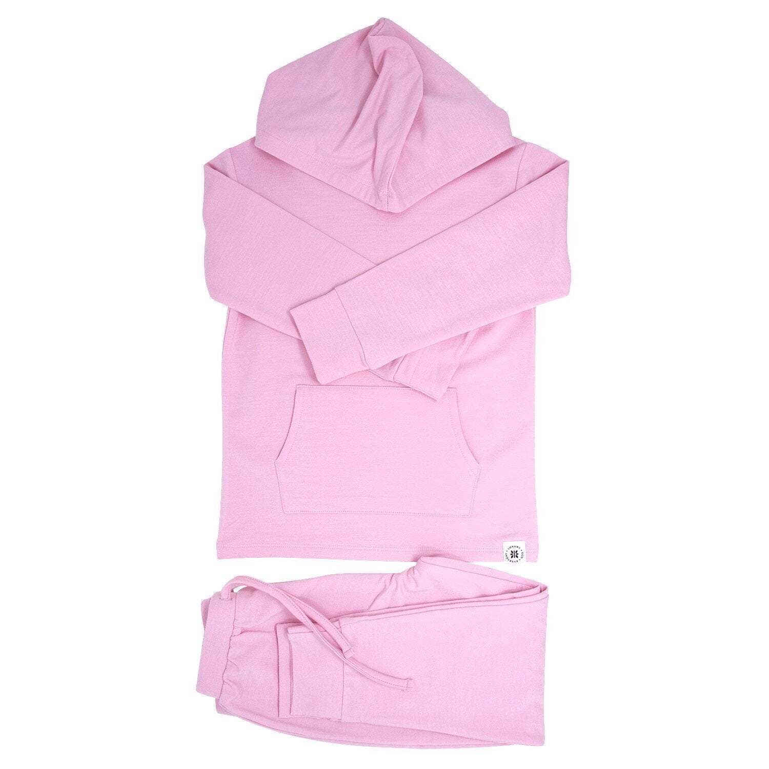 Hooded Jogger Set for Kids in Carnation Pink | Soft Luxaboo French Terry Matching Set